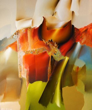 Abstract schilderij van bloemen door Arie Koning
