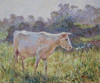 impressionisme landschap witte koe