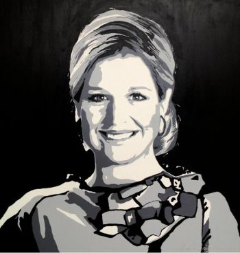 Koningin Maxima portret acrylverf op doek
