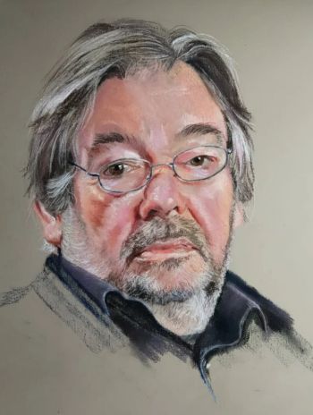 Portret van Maarten van Rossum met pastelkrijt