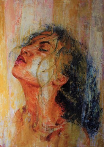 portret vrouw acrylverf