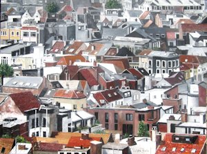 uitzicht over Antwerpen schilderij