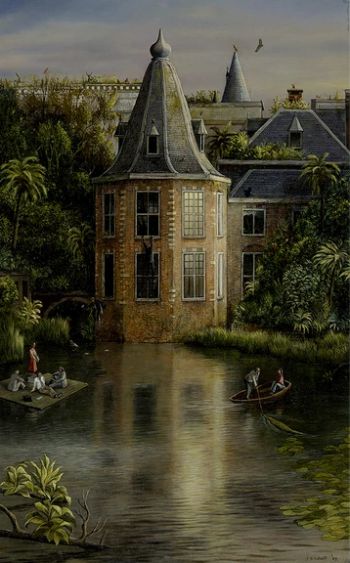 surrealistisch olieverf schilderij torentje Den Haag